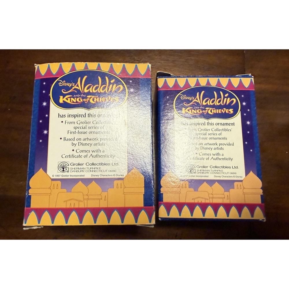 (2) Disney Grolier Collectible Christmas Magic Aladdin Jasmine Ornaments Vtg - Picture 5 of 6